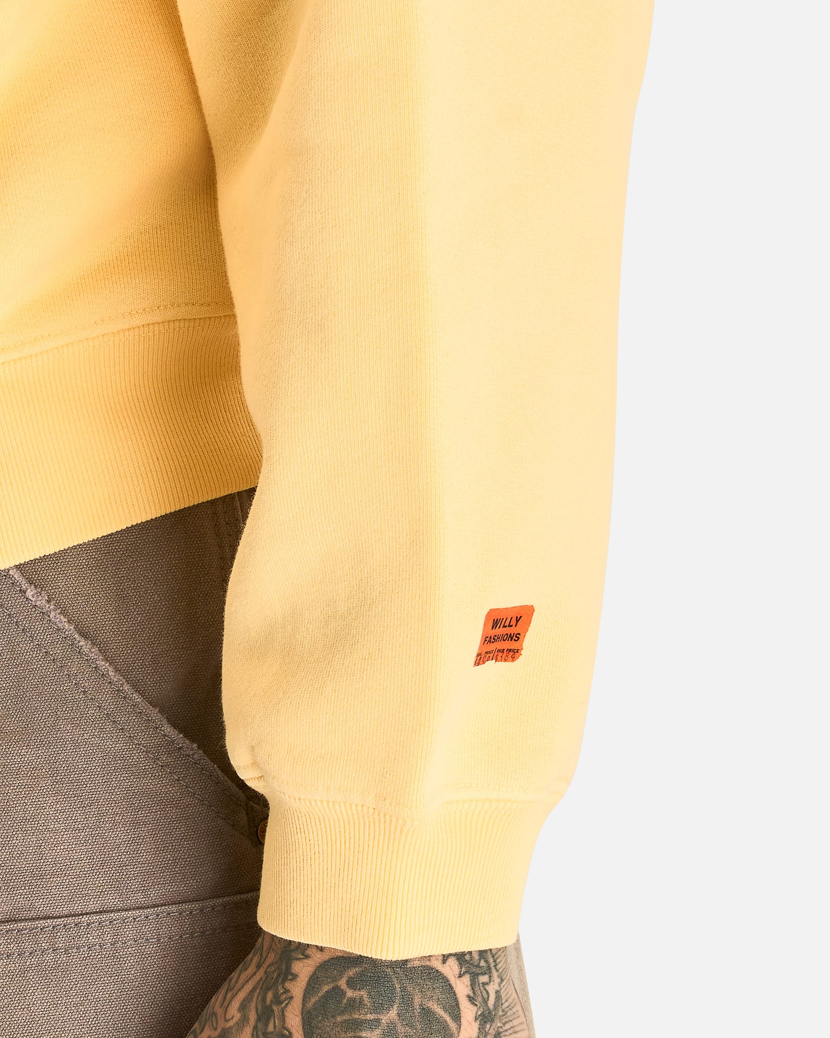 Willy Chavarria Men's Sweatshirts Willy Ropita Shrunken Zip-Through Hoodie in Butter