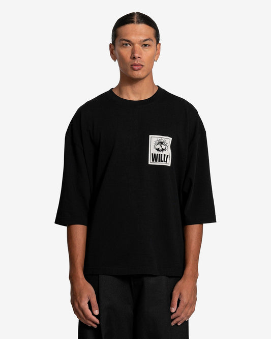 Willy Chavarria Men's T-Shirts Willy Skull Square SS Buffalo T-Shirt in Solid Black