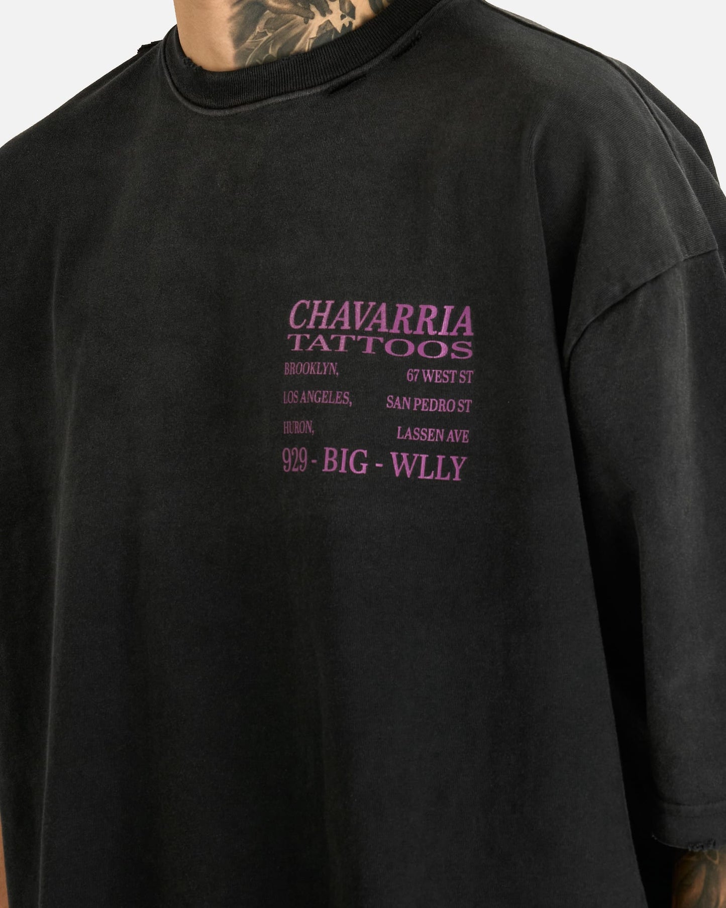 Willy Chavarria Men's T-shirts Willy Tattoo Buffalo Tee in Black