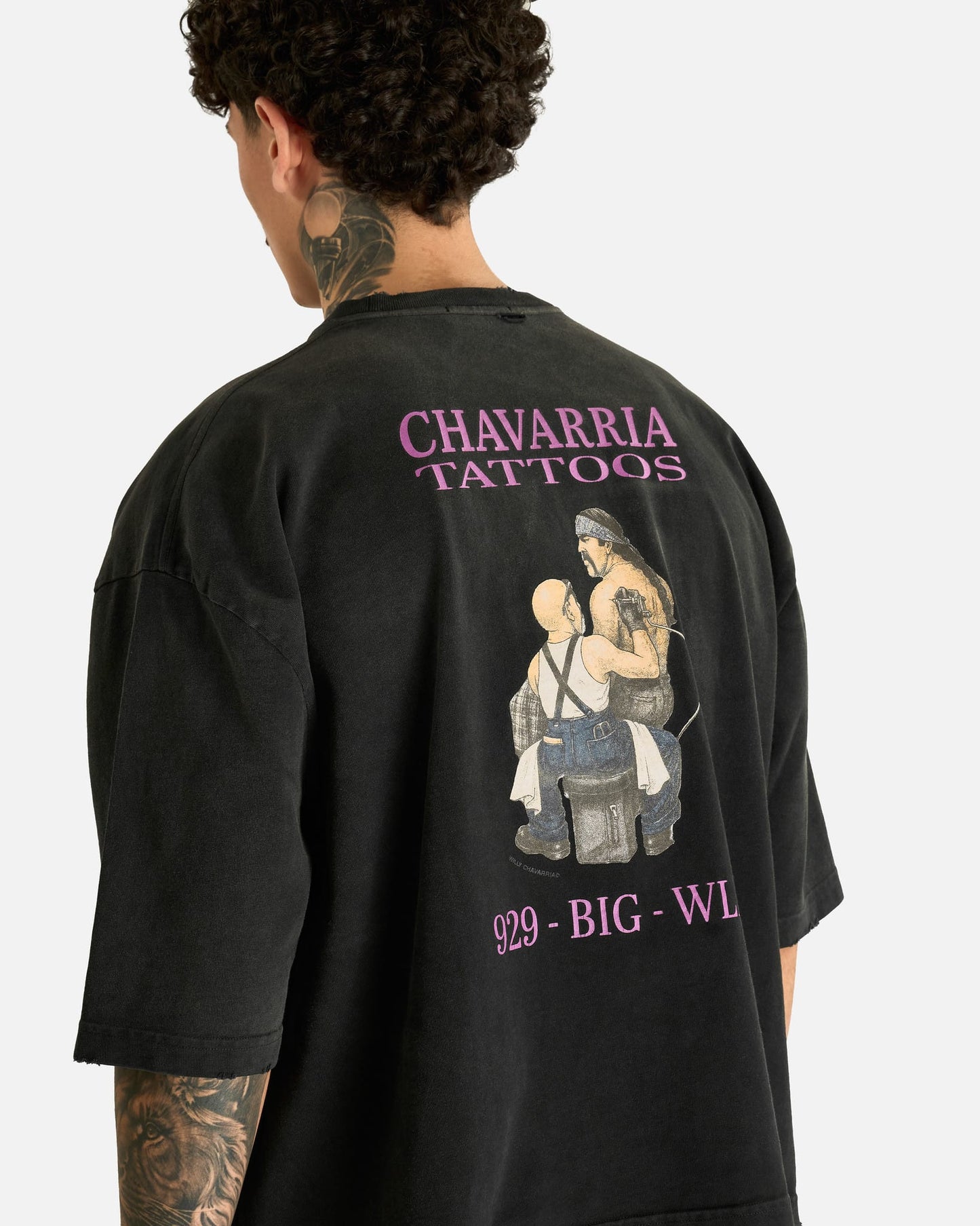 Willy Chavarria Men's T-shirts Willy Tattoo Buffalo Tee in Black