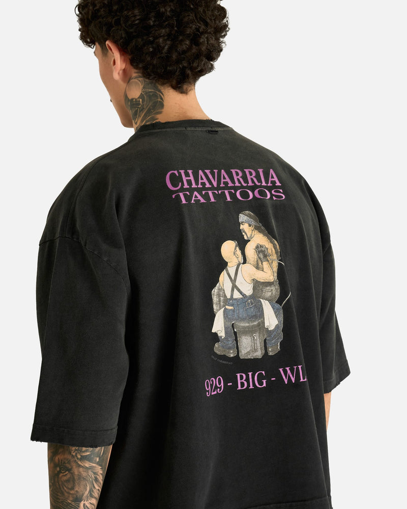 Willy Chavarria Men's T-shirts Willy Tattoo Buffalo Tee in Black