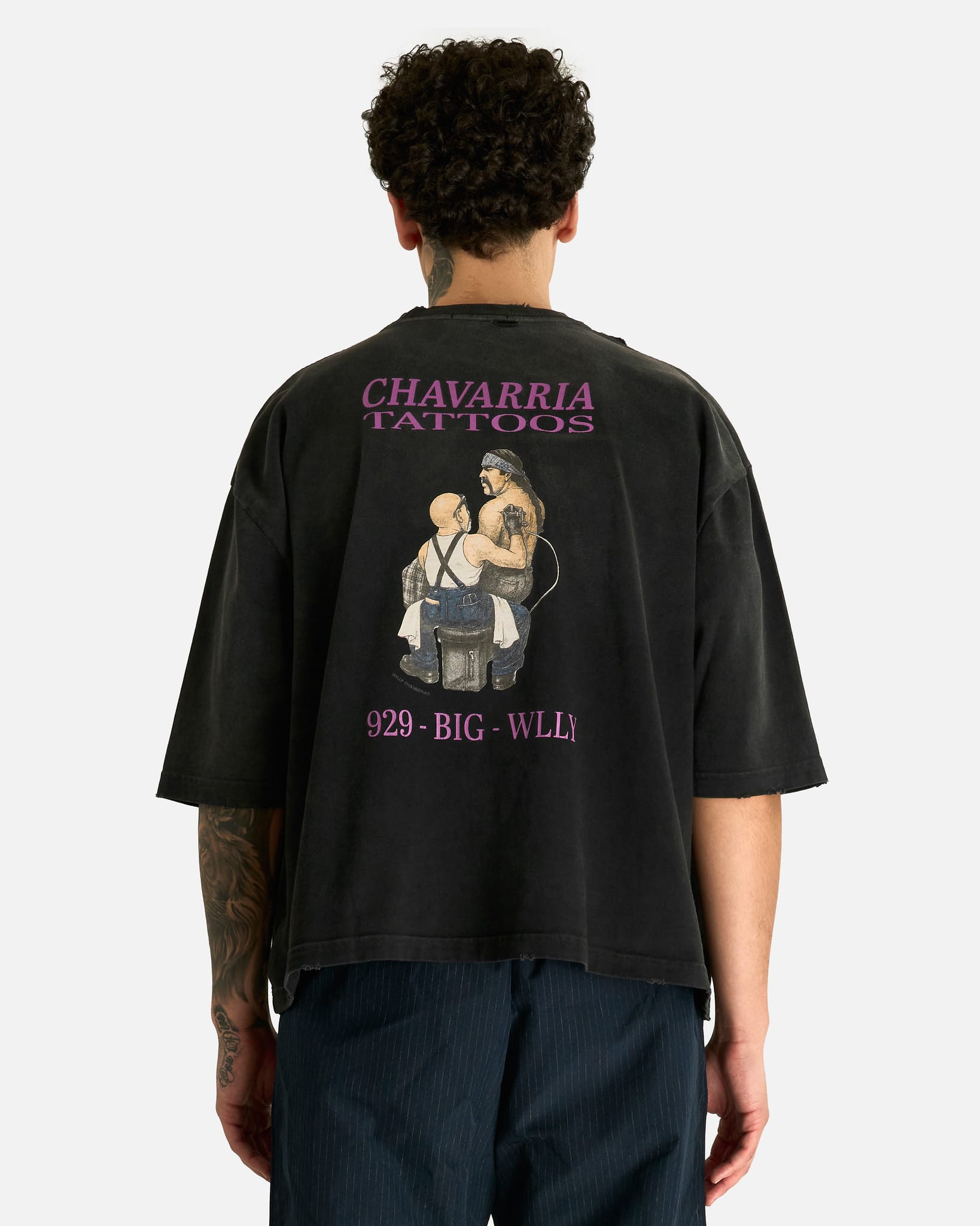 Willy Chavarria Men's T-shirts Willy Tattoo Buffalo Tee in Black
