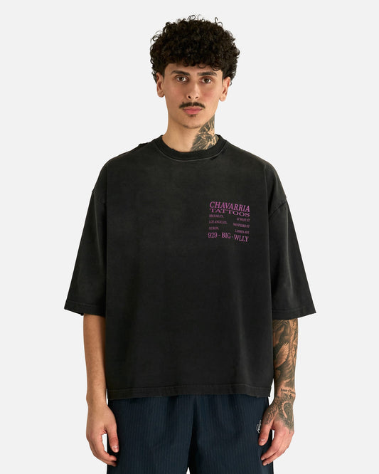 Willy Chavarria Men's T-shirts Willy Tattoo Buffalo Tee in Black