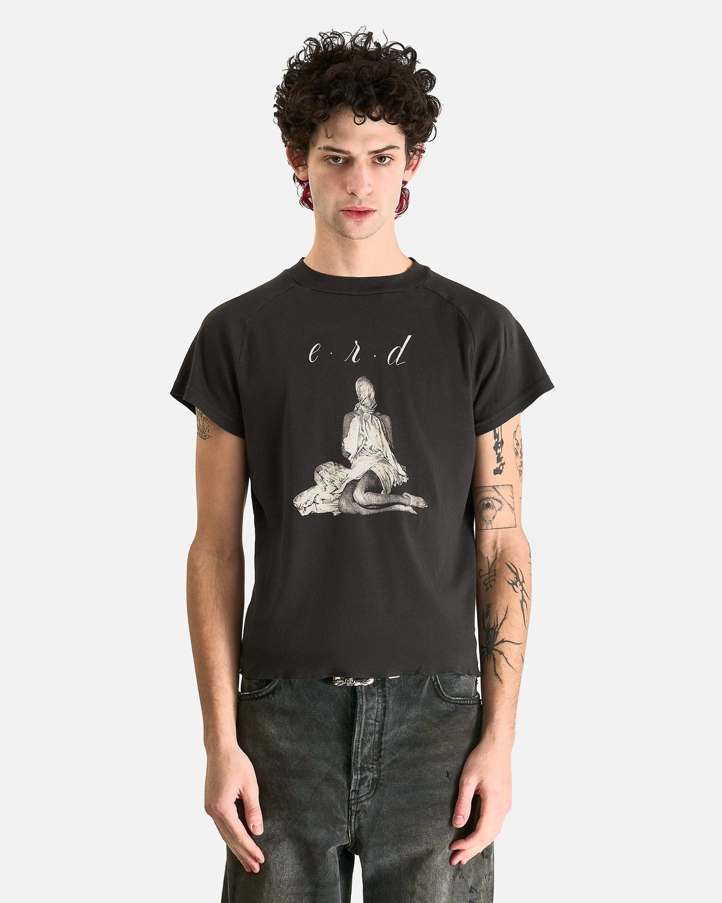 Enfants Riches Deprimes Men's T-Shirts Woman in Sheet Raglan T-Shirt in Faded Black