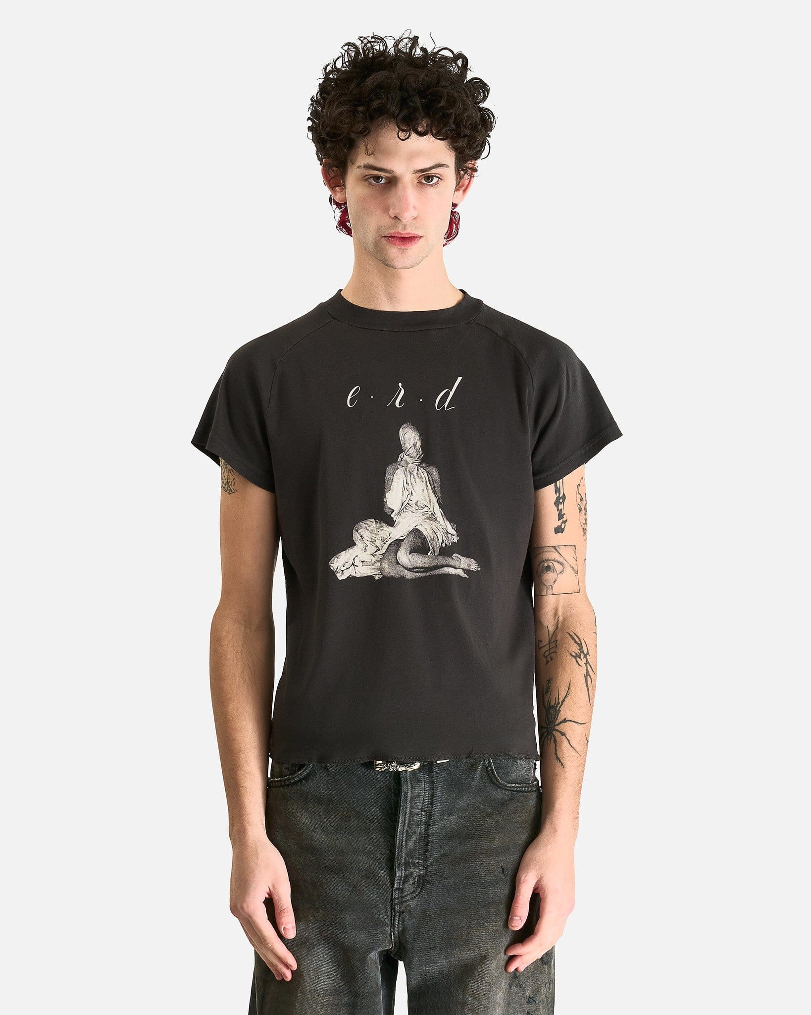 Enfants Riches Deprimes Men's T-Shirts Woman in Sheet Raglan T-Shirt in Faded Black