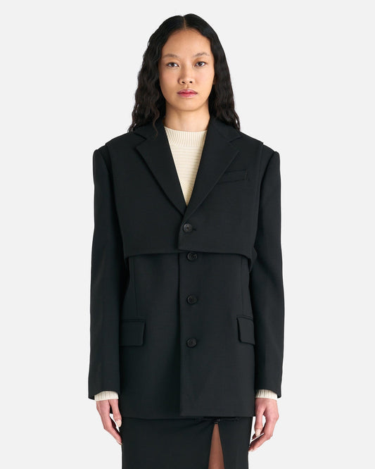 Feng Chen Wang Men's Jackets Women's 2 In 1 Blazer in Black