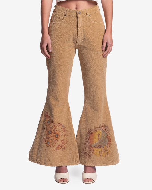 ERL Women Pants Women's Corduroy Flared Pants in Beige