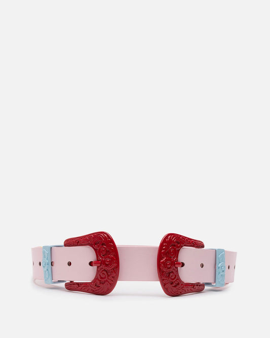 Casablanca Leather Goods Women's Cowboy Belt 35mm in Pink Multi