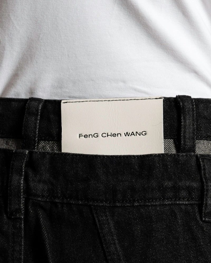 Feng Chen Wang Women Pants Women's Deconstructed Chaps Jeans Trousers in Black