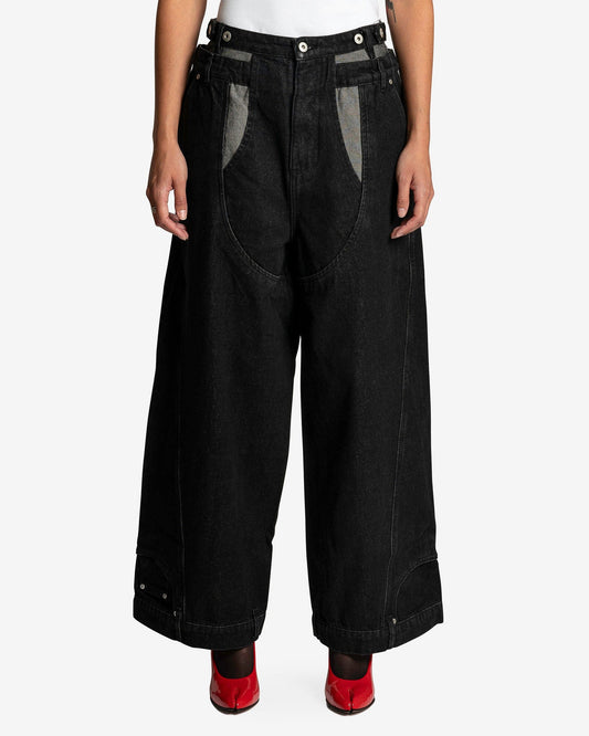 Feng Chen Wang Women Pants Women's Deconstructed Chaps Jeans Trousers in Black