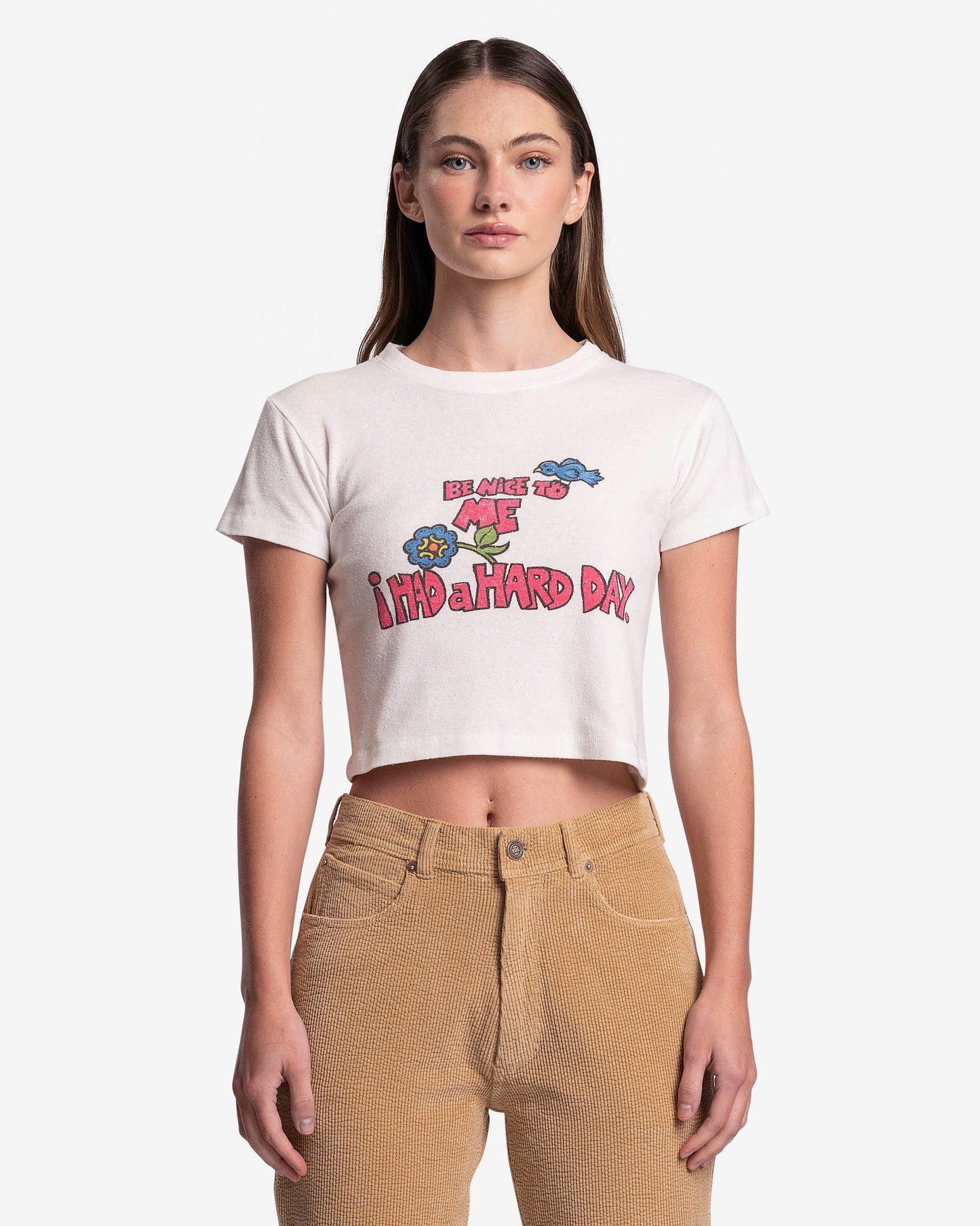 ERL Women T-Shirts Women's Hard Day Graphic T-Shirt in White