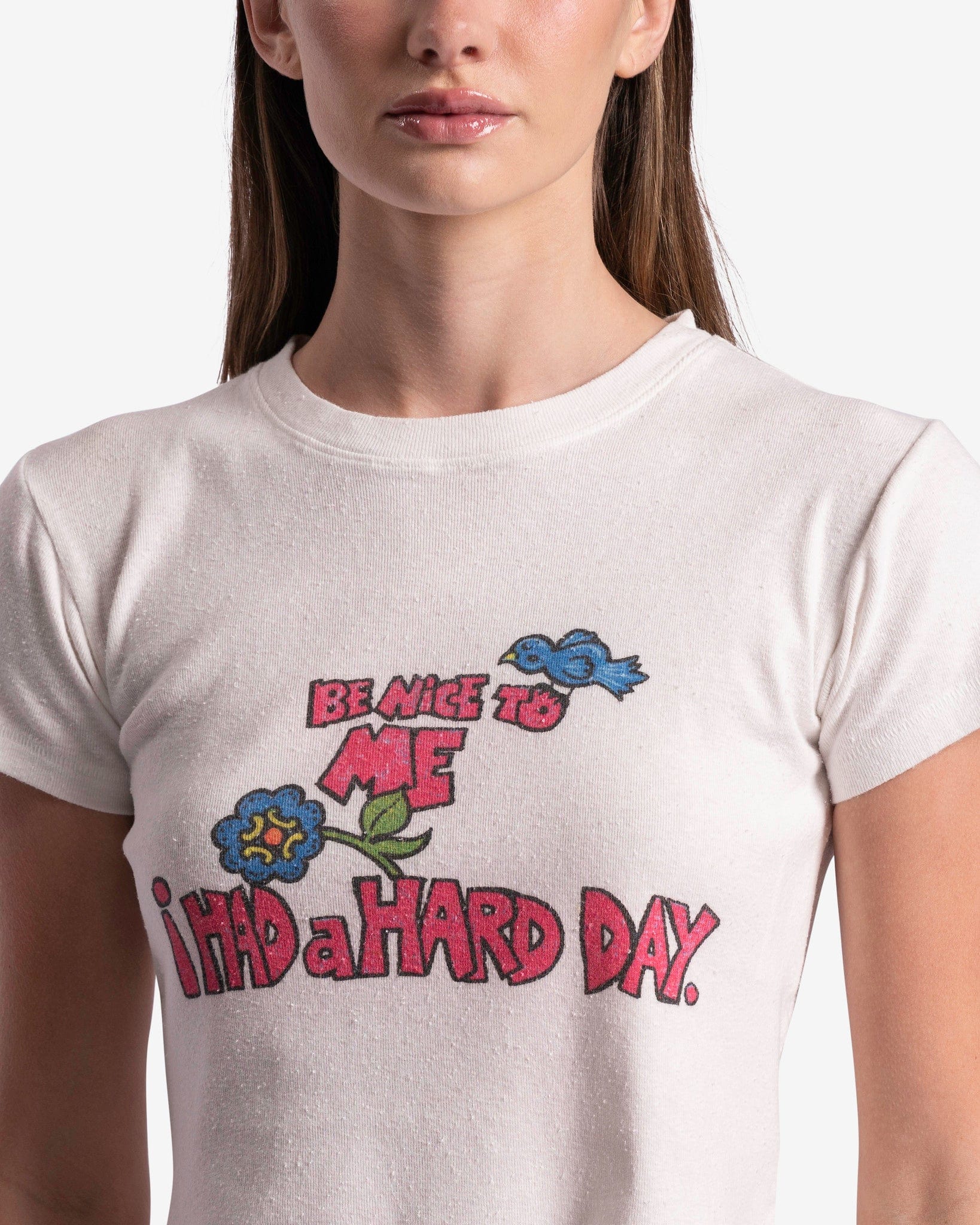 ERL Women T-Shirts Women's Hard Day Graphic T-Shirt in White