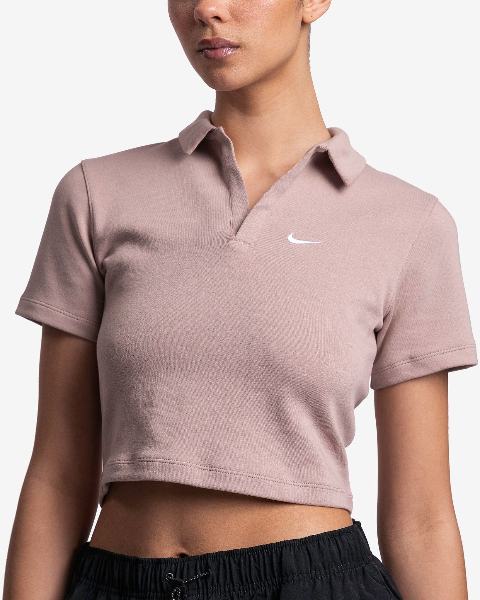 Nike Women Tops Women's NSW Essential Short Sleeve Polo in Diffused Taupe