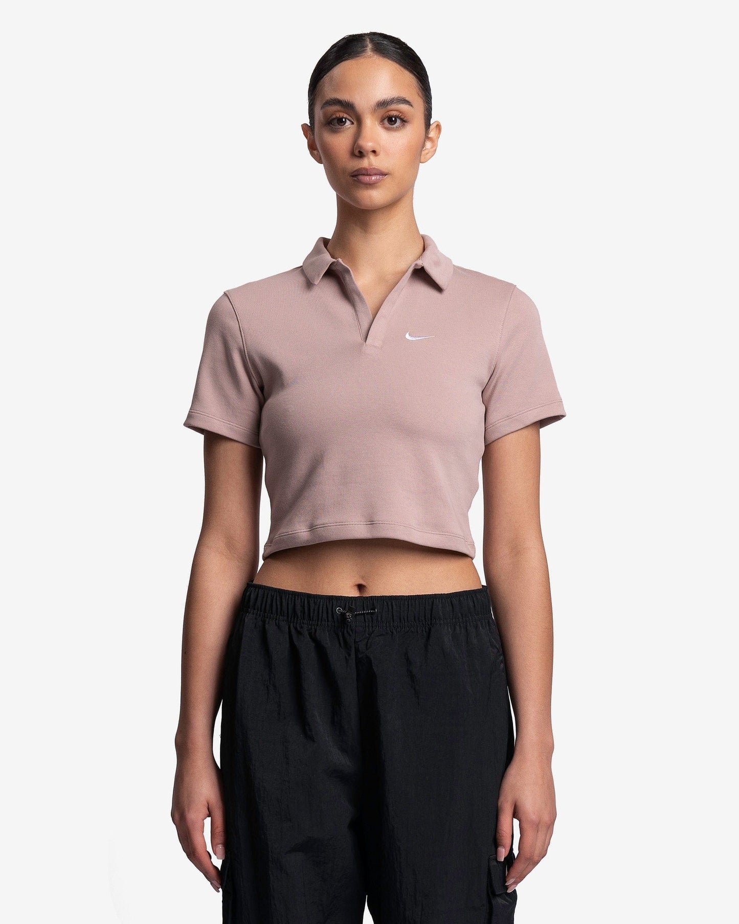Nike Women Tops Women's NSW Essential Short Sleeve Polo in Diffused Taupe