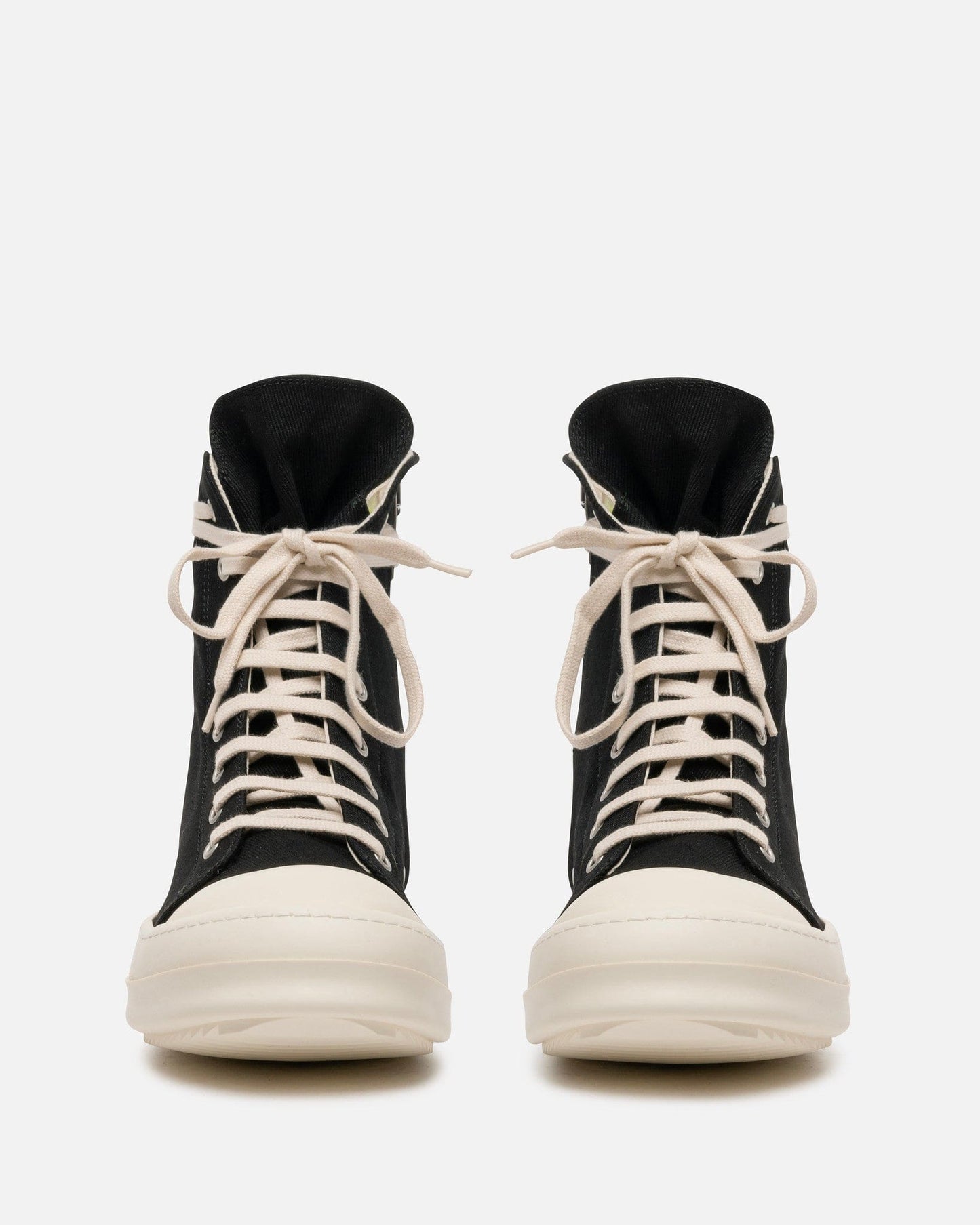 Rick Owens DRKSHDW Womens Sneakers Women's Overdyed Denim Ramones in Black/Pearl