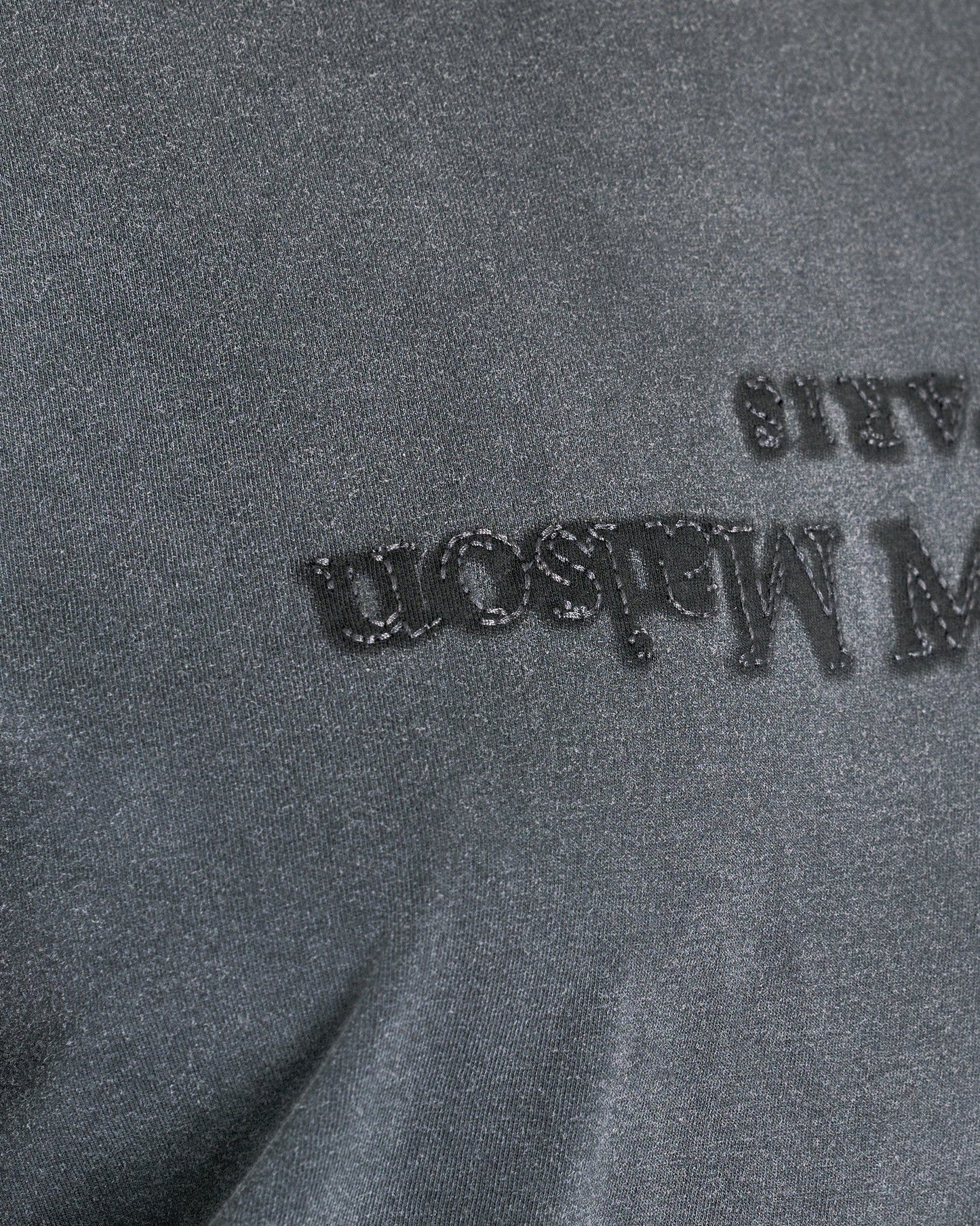 Maison Margiela Women T-Shirts Women's Overdyed Treatment Logo T-Shirt in Washed Black