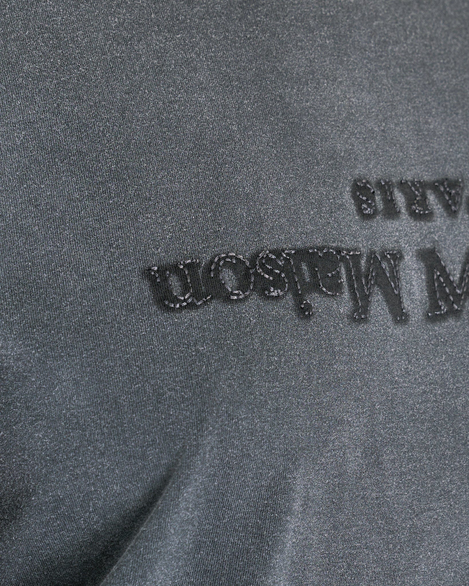 Maison Margiela Women T-Shirts Women's Overdyed Treatment Logo T-Shirt in Washed Black