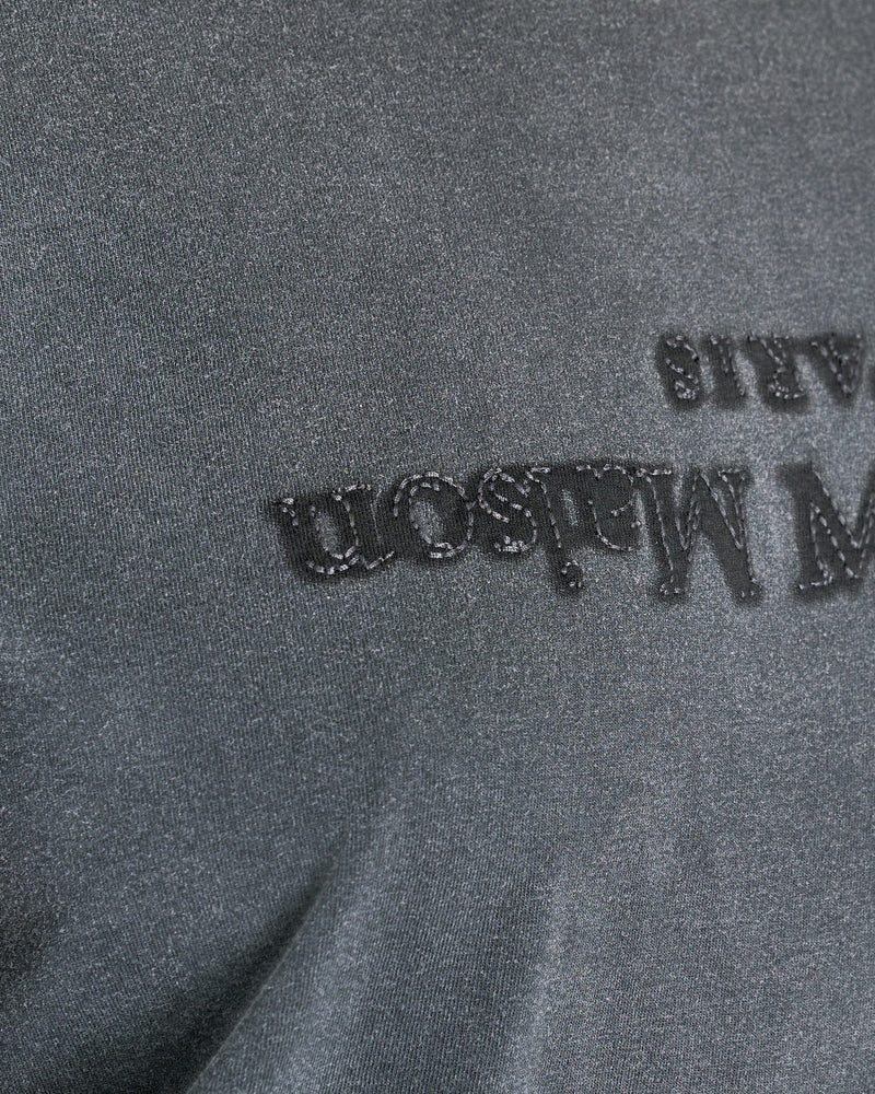 Maison Margiela Women T-Shirts Women's Overdyed Treatment Logo T-Shirt in Washed Black