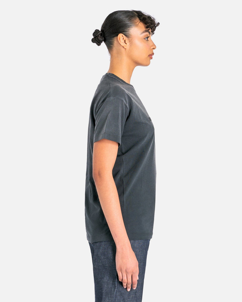 Maison Margiela Women T-Shirts Women's Overdyed Treatment Logo T-Shirt in Washed Black