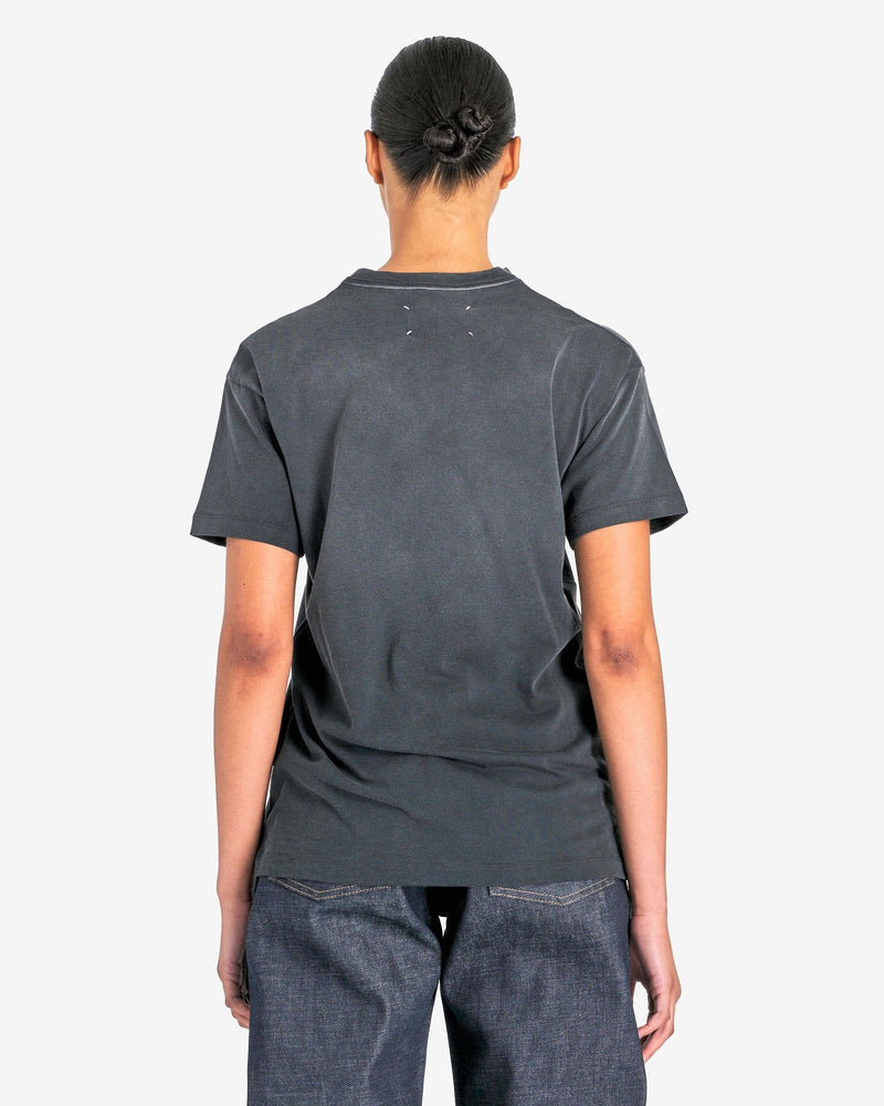 Maison Margiela Women T-Shirts Women's Overdyed Treatment Logo T-Shirt in Washed Black
