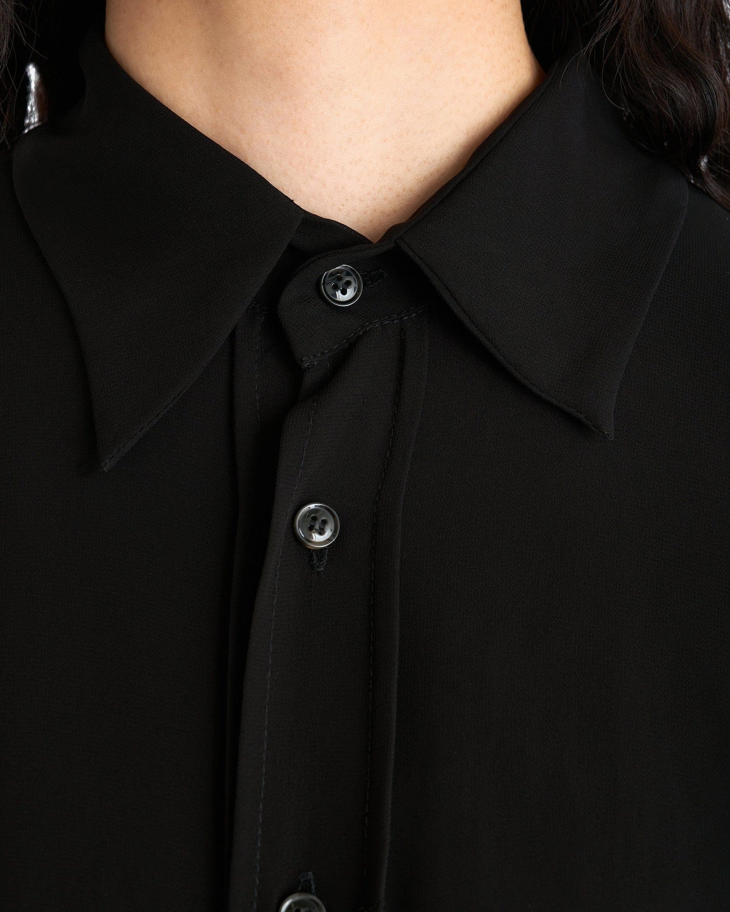 Edward Cuming Women T-Shirts Women's Saggy Draped Pocket Shirt in Black