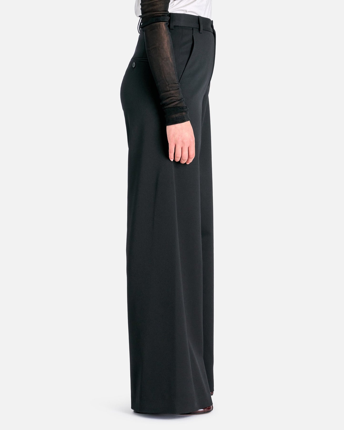 MM6 Maison Margiela Women Pants Wool Asymmetrical Pin Pants in Black