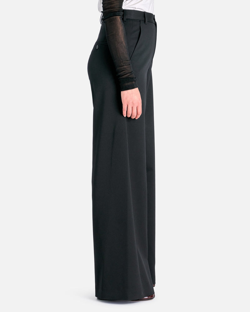 MM6 Maison Margiela Women Pants Wool Asymmetrical Pin Pants in Black