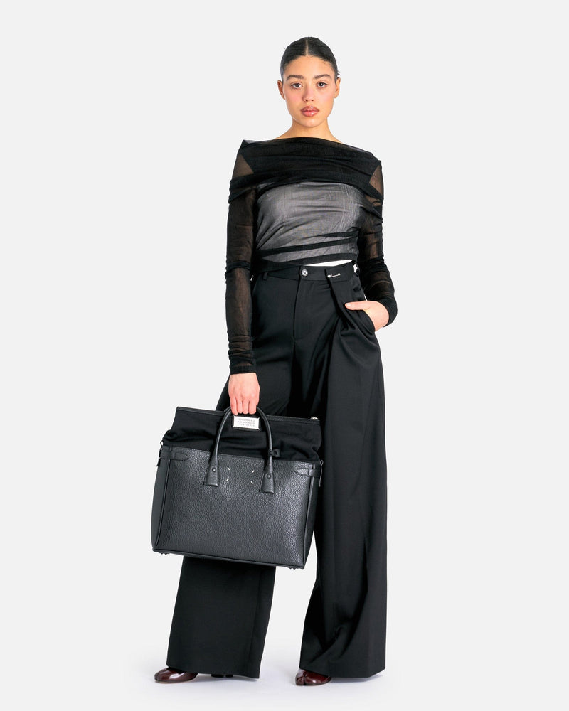 MM6 Maison Margiela Women Pants Wool Asymmetrical Pin Pants in Black