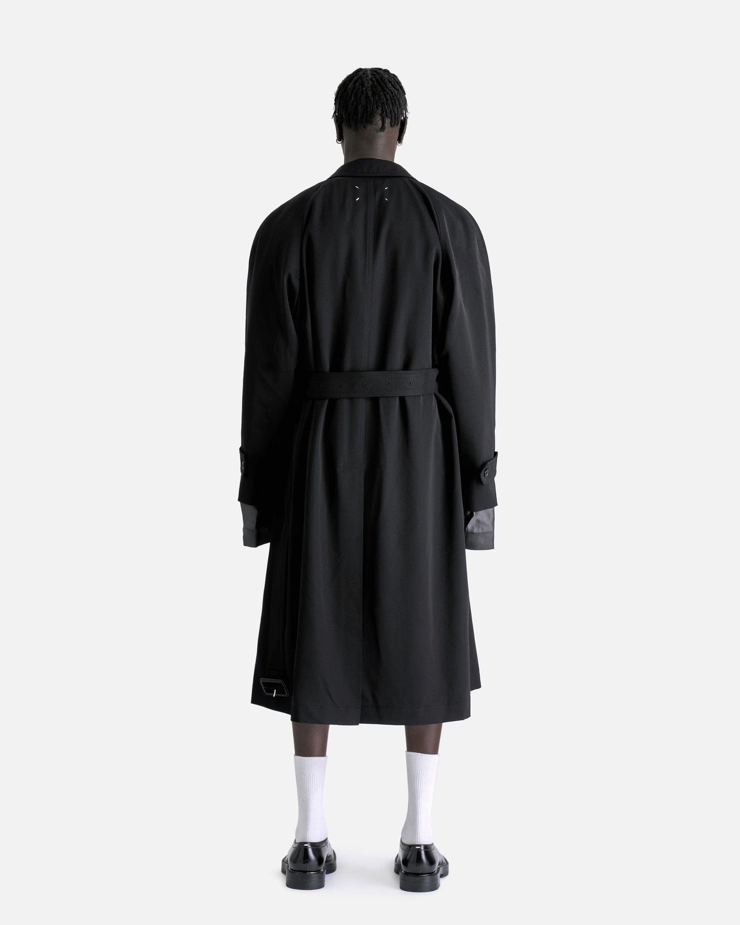 Maison Margiela Men's Jackets Wool Gabardine Trench Coat in Black