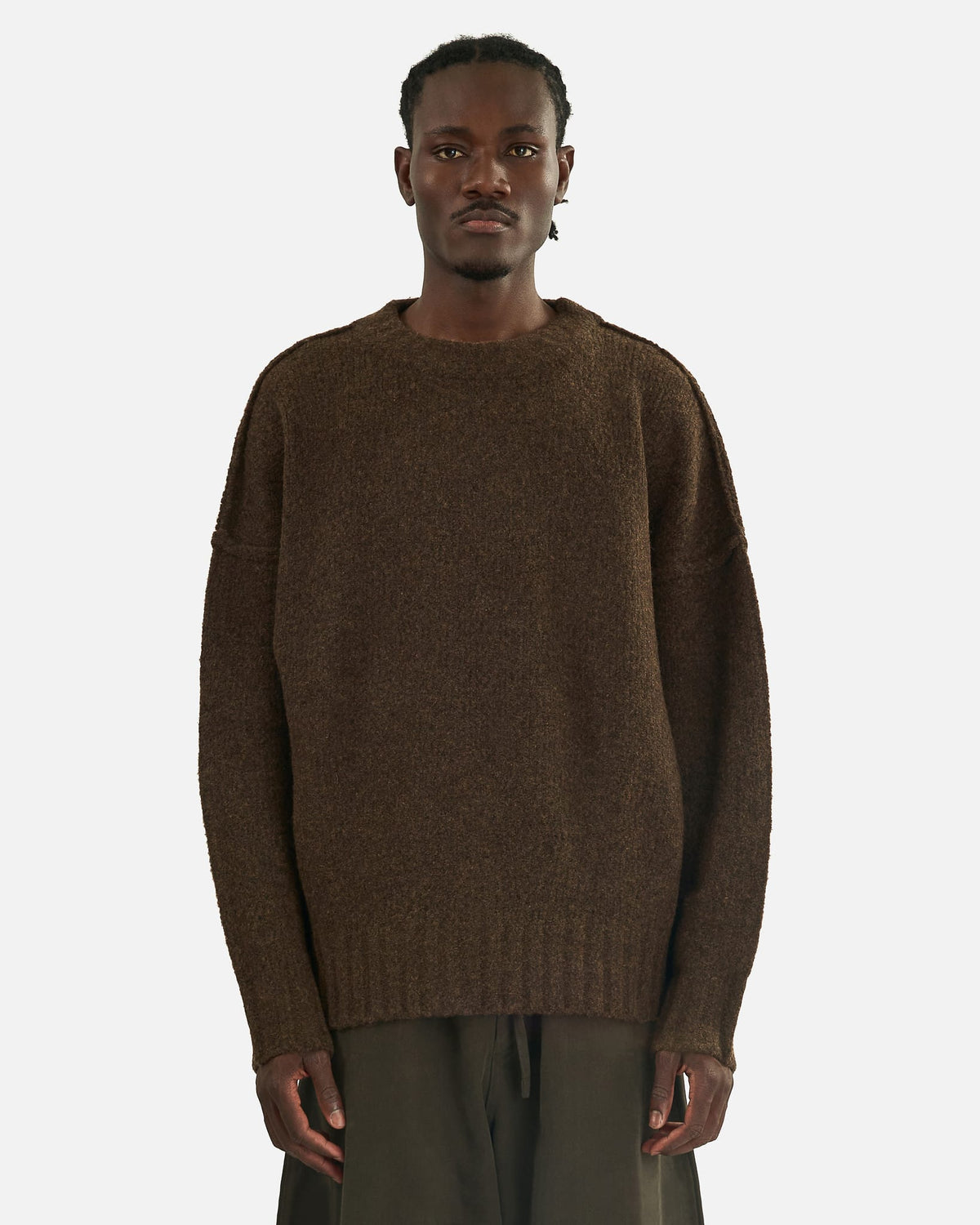 Seventh Men's Knitwear Wool Knit Crewneck in Chestnut Grain