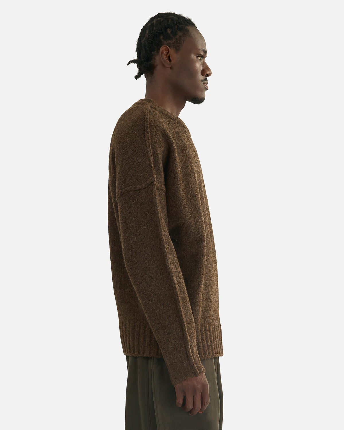 Seventh Men's Knitwear Wool Knit Crewneck in Chestnut Grain