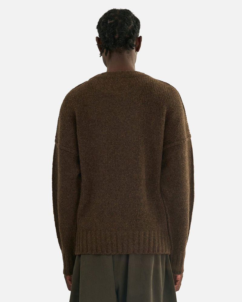 Seventh Men's Knitwear Wool Knit Crewneck in Chestnut Grain