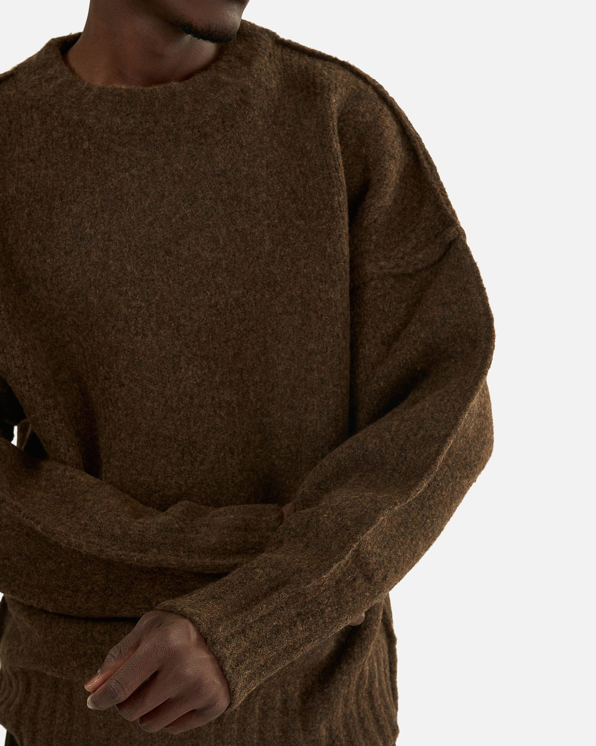Seventh Men's Knitwear Wool Knit Crewneck in Chestnut Grain