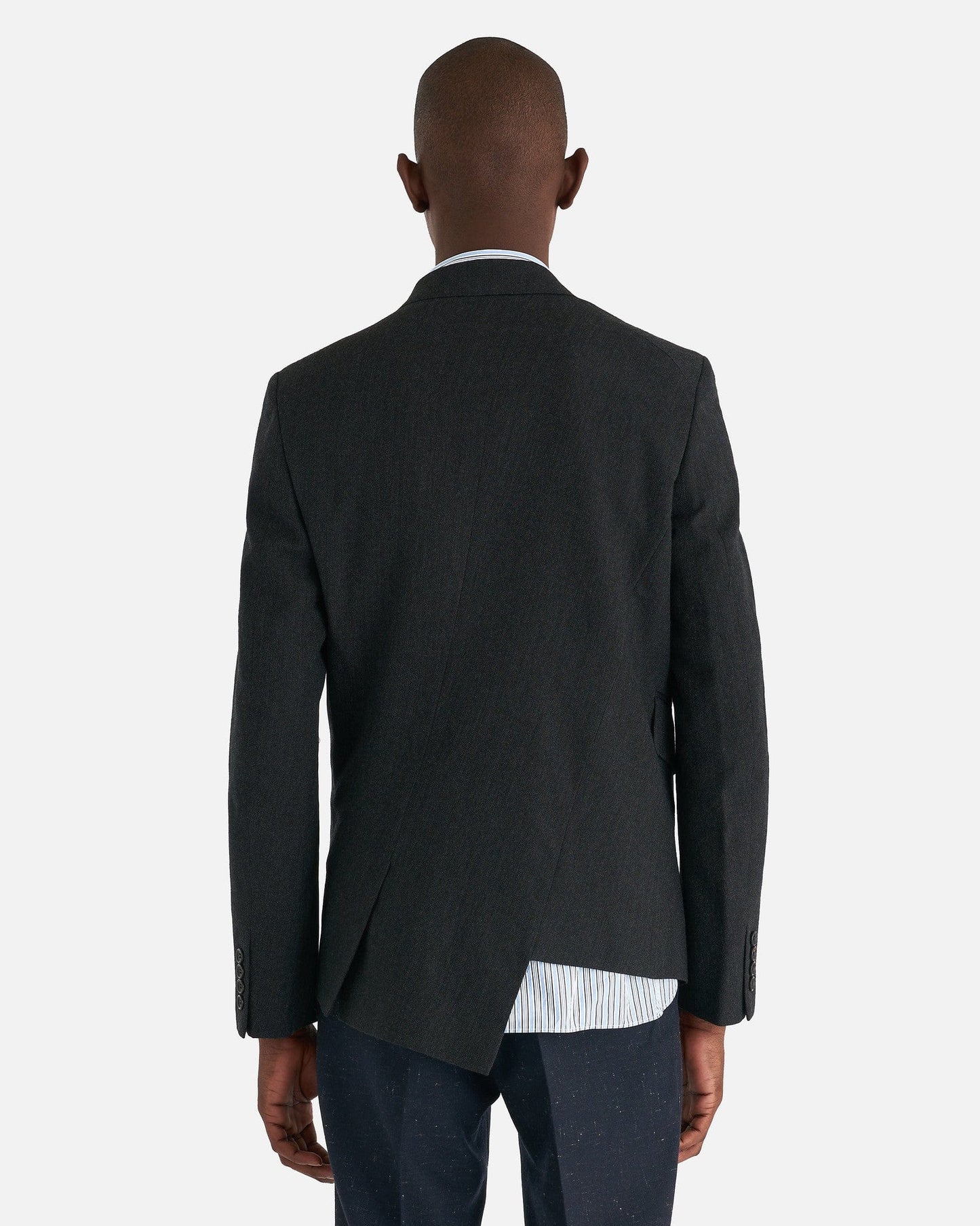 Comme des Garcons Homme Deux Men's Jackets Wool Laine Asymmetrical Blazer in Charcoal