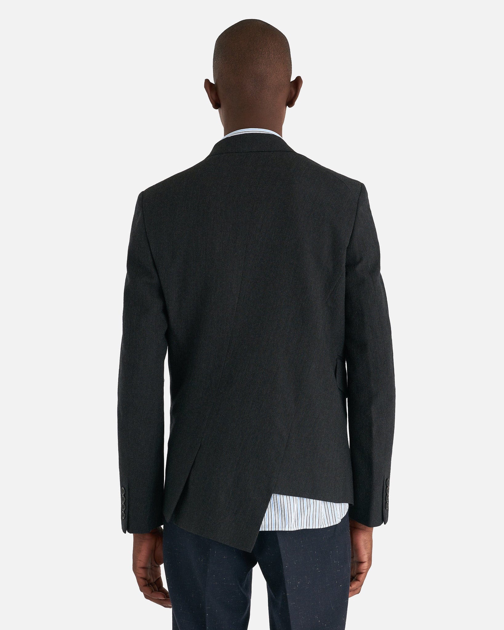 Comme des Garcons Homme Deux Men's Jackets Wool Laine Asymmetrical Blazer in Charcoal