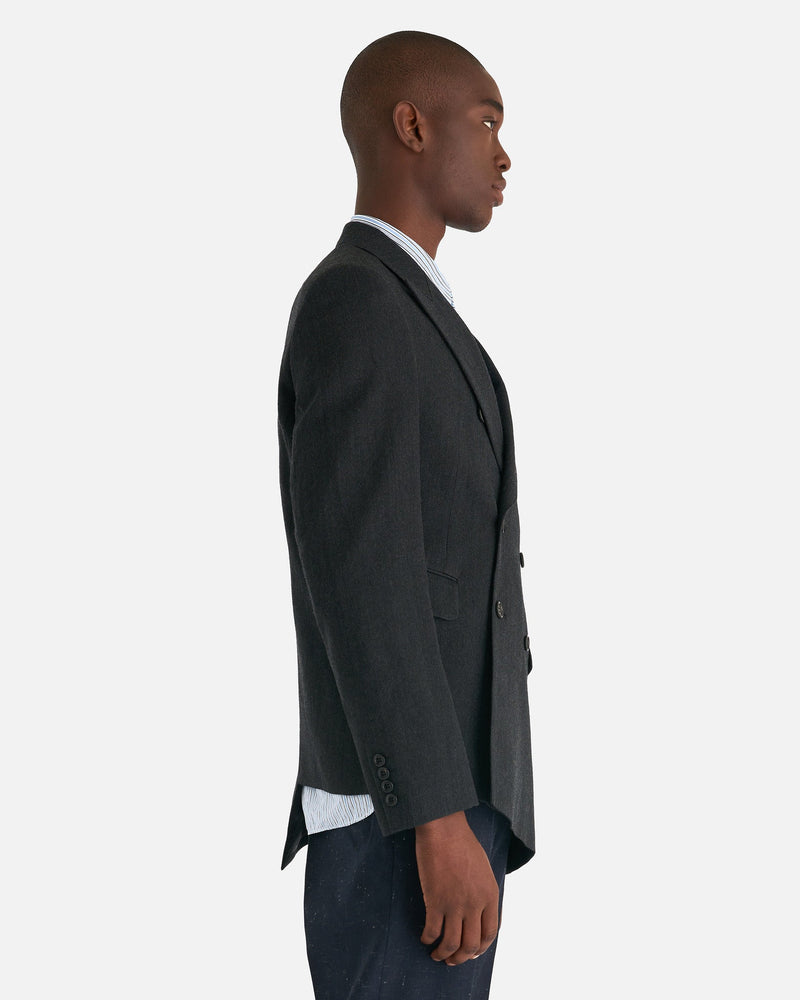 Comme des Garcons Homme Deux Men's Jackets Wool Laine Asymmetrical Blazer in Charcoal