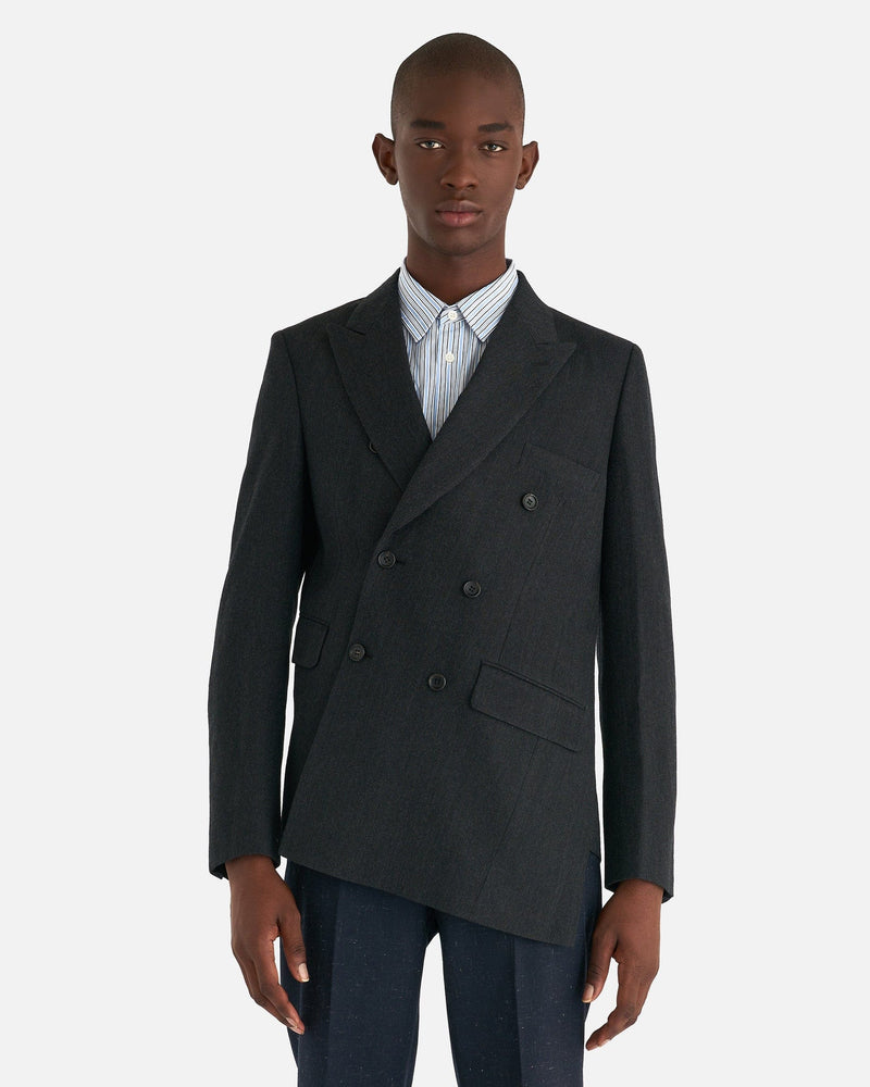 Wool Laine Asymmetrical Blazer in Charcoal - Main Image