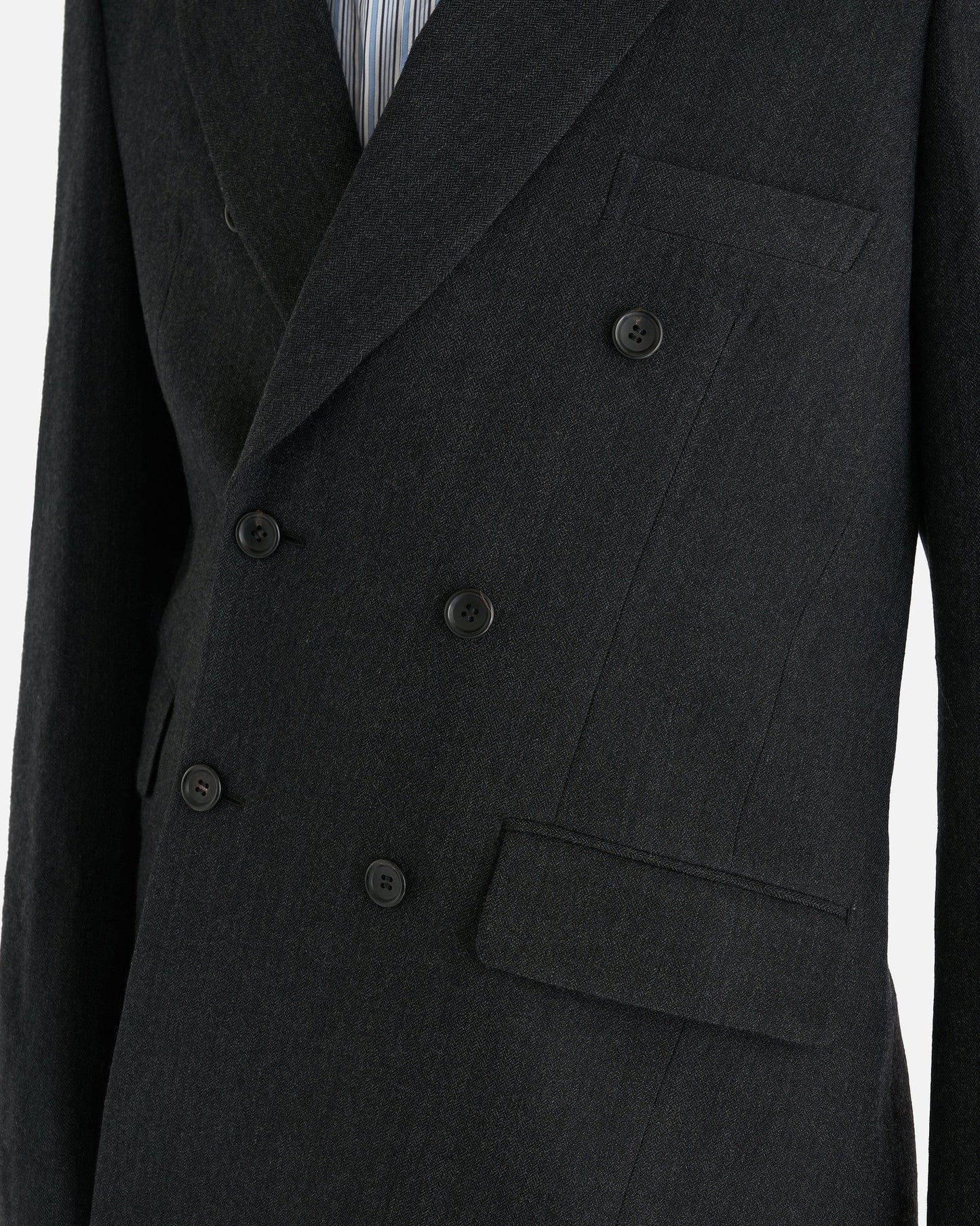 Comme des Garcons Homme Deux Men's Jackets Wool Laine Asymmetrical Blazer in Charcoal