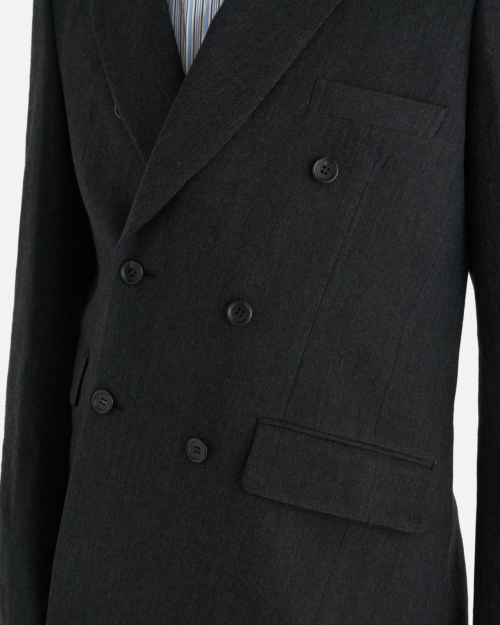 Comme des Garcons Homme Deux Men's Jackets Wool Laine Asymmetrical Blazer in Charcoal