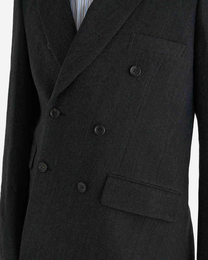 Comme des Garcons Homme Deux Men's Jackets Wool Laine Asymmetrical Blazer in Charcoal