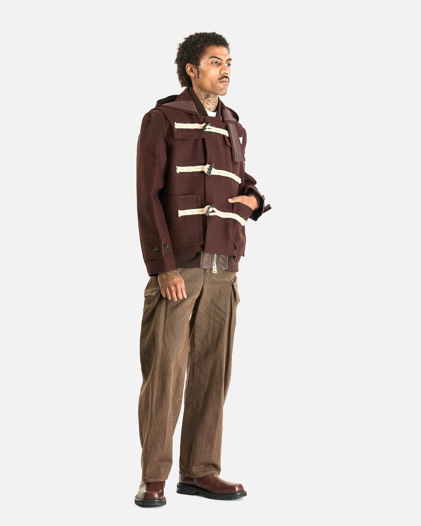 Sacai Men's Jackets Wool Melton Blouson in Brown