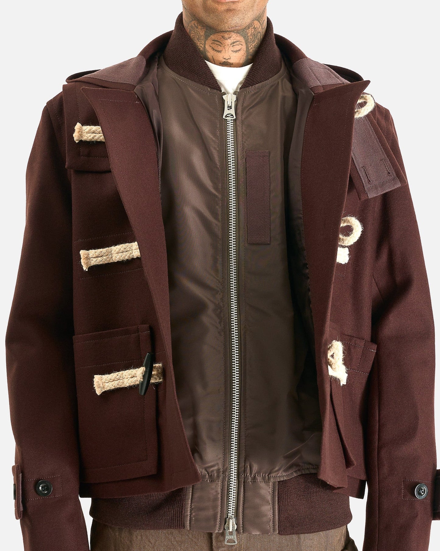 Sacai Men's Jackets Wool Melton Blouson in Brown