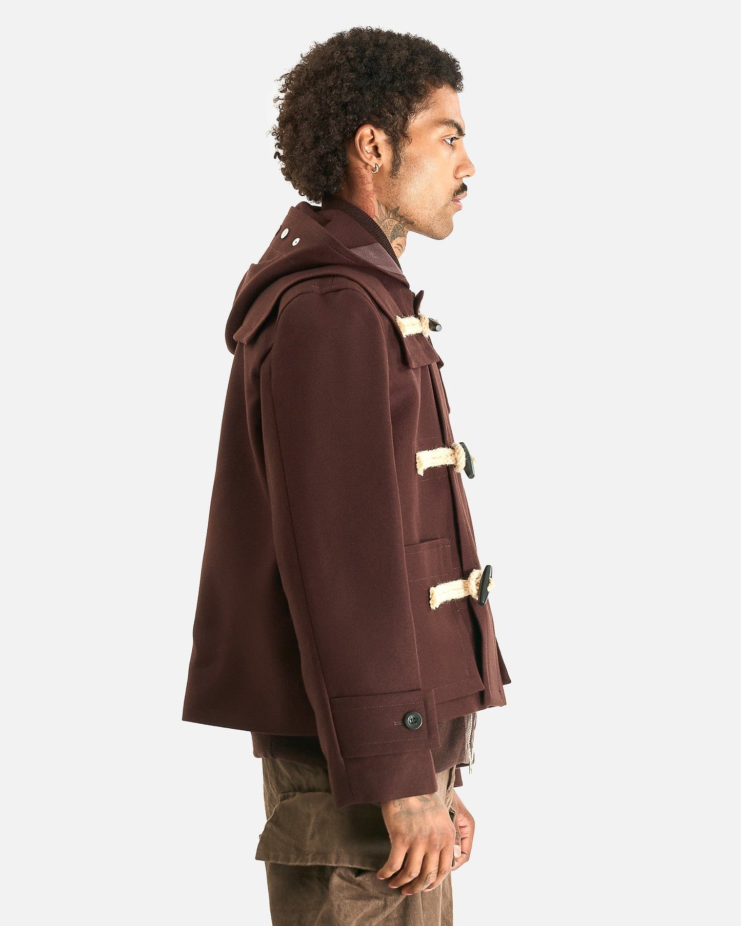 Sacai Men's Jackets Wool Melton Blouson in Brown