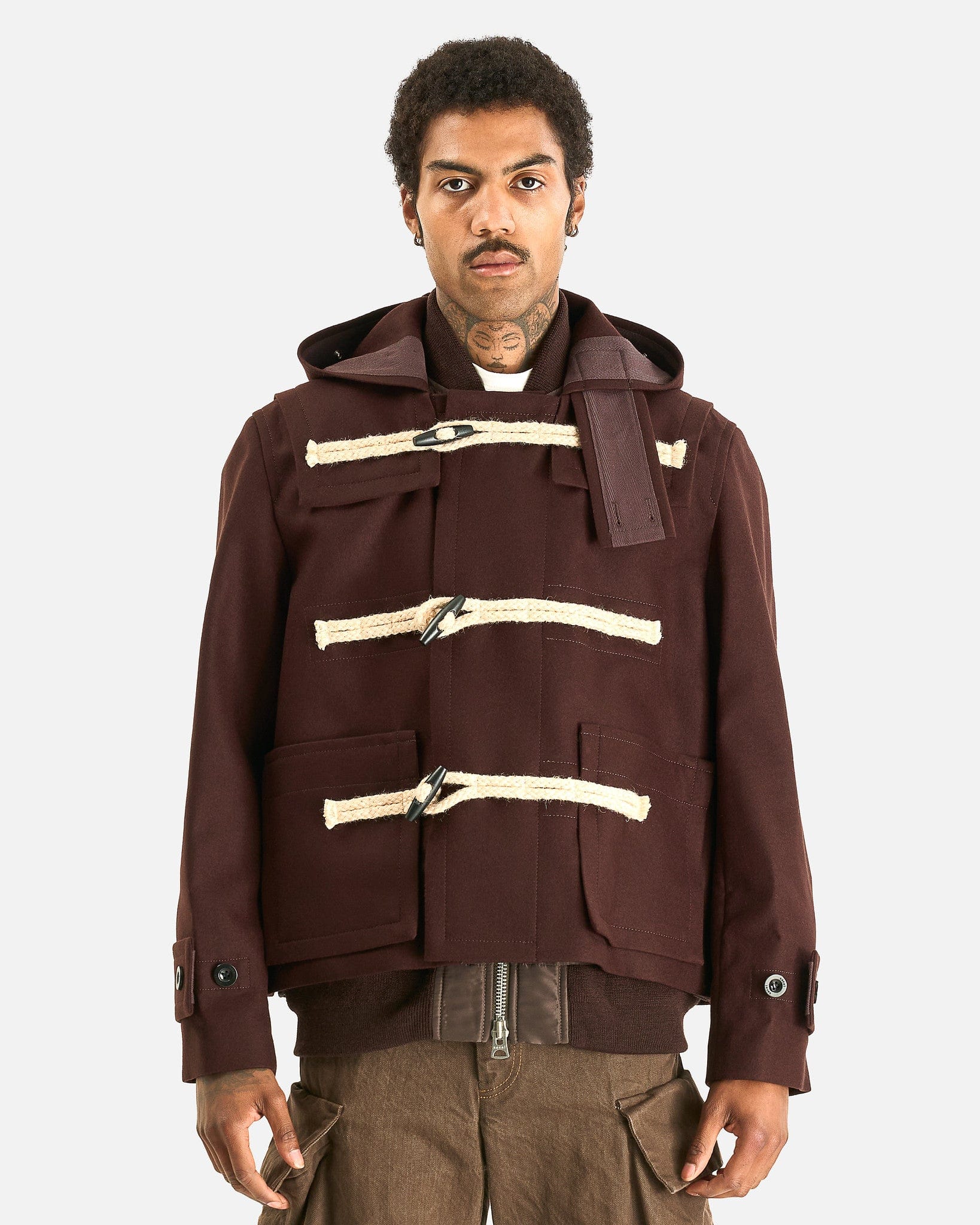 Sacai Men's Jackets Wool Melton Blouson in Brown
