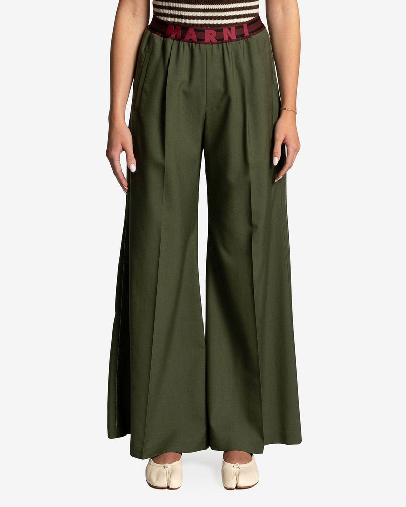 Marni Women Pants Wool Pants in Forest Green