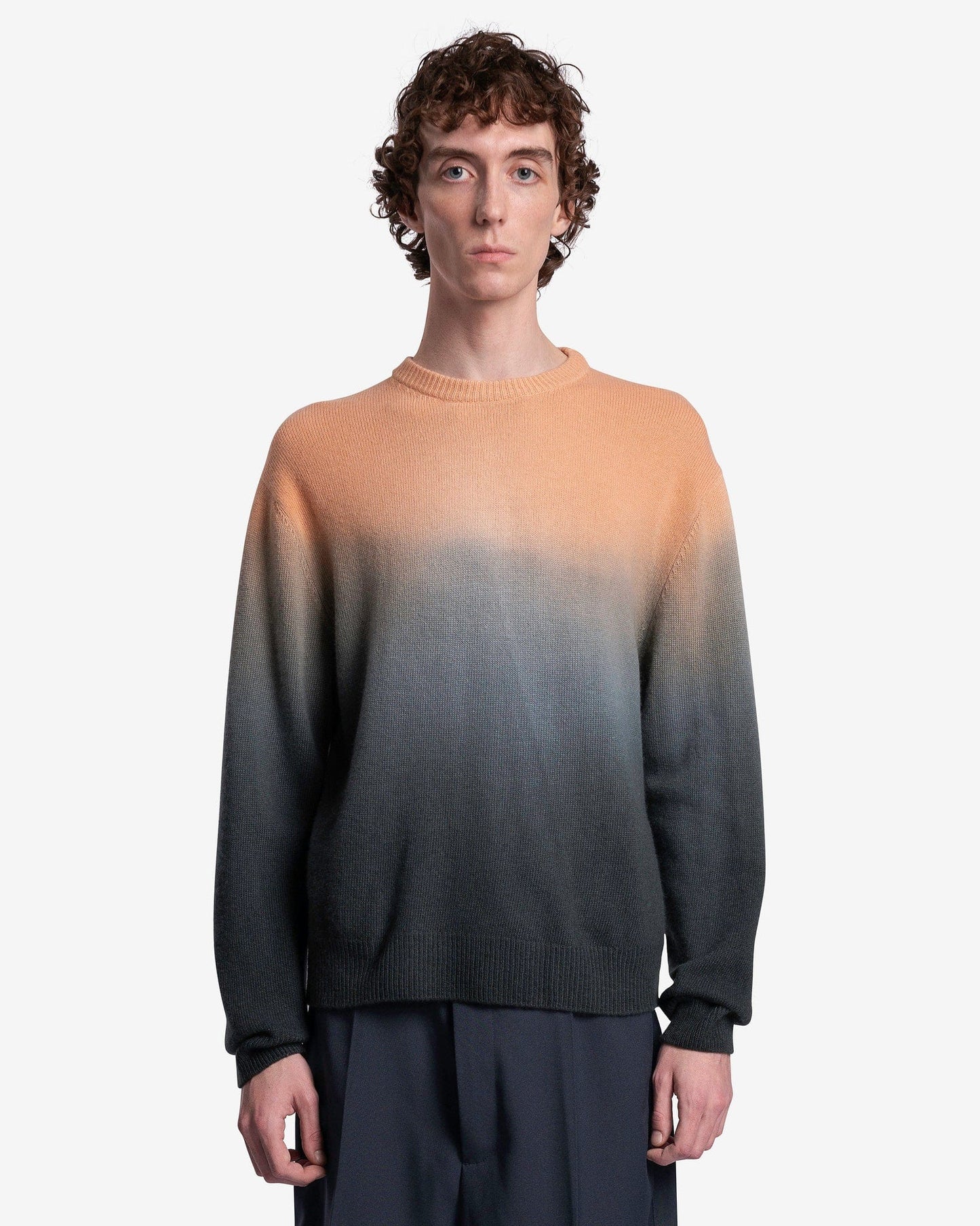 Jil Sander Men's Sweater Wool Relaxed Fit Sweater in Open Orange