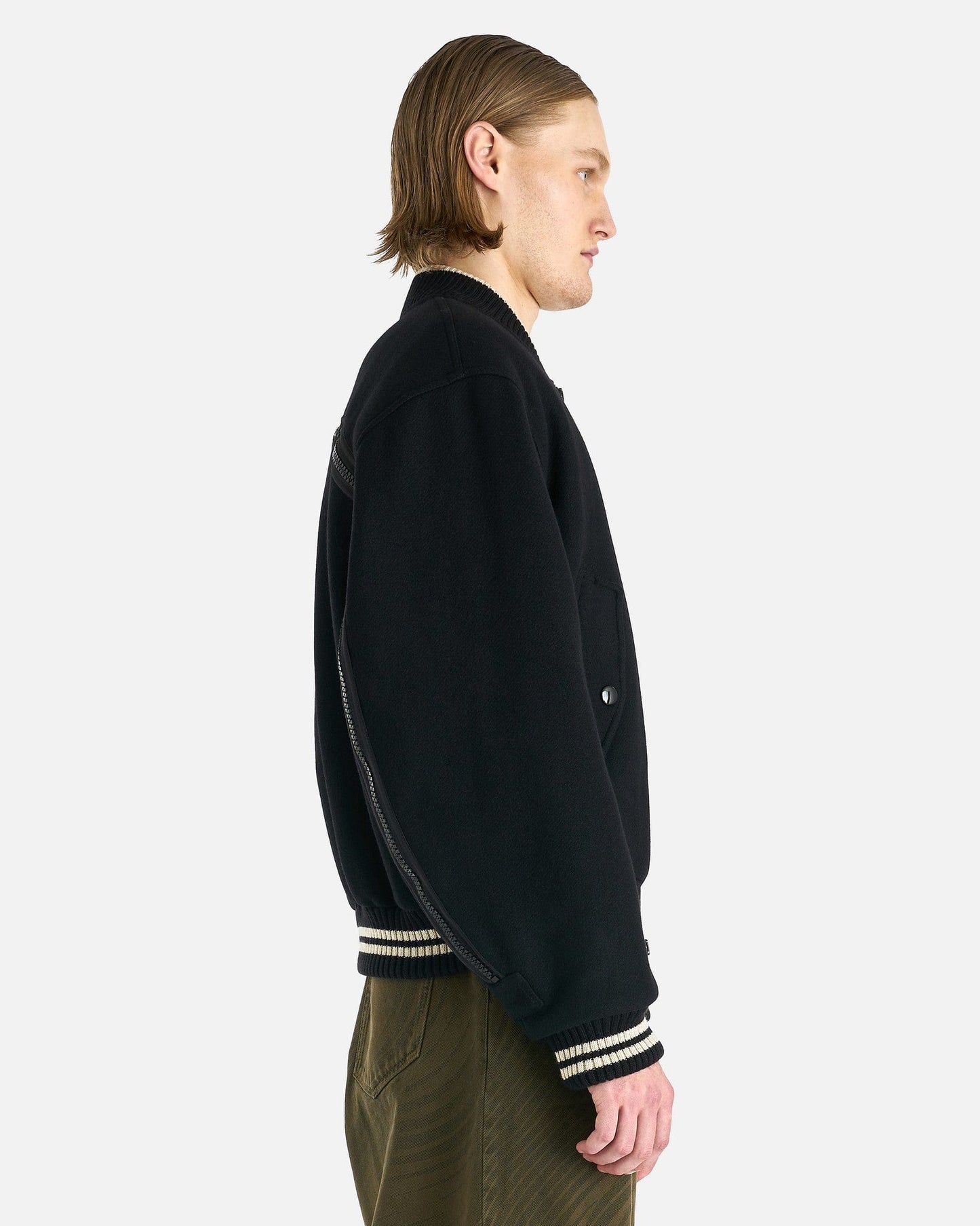 Dries Van Noten Men's Jackets Wool Vellow Jacket in Black