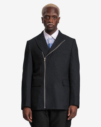 Wool Zipper Detail Blazer Jacket in Black SVRN Wool Zipper Detail Blazer Jacket in Black SVRN