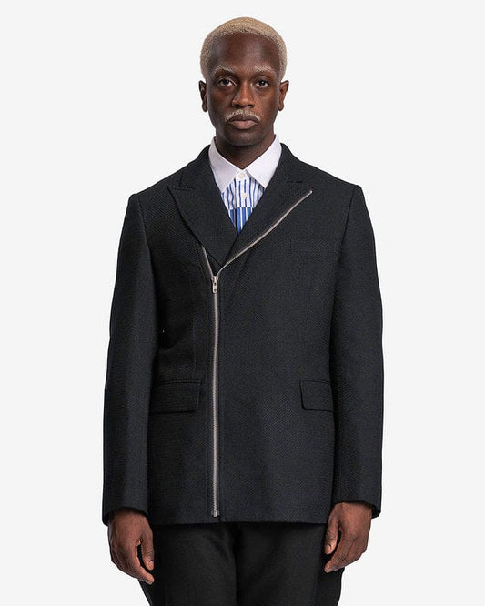 Comme des Garcons Homme Deux Men's Jackets Wool Zipper Detail Blazer Jacket in Black