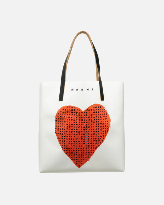 Marni Women Bags O/S Wordsearch Heart Print Tote Bag in Natural White
